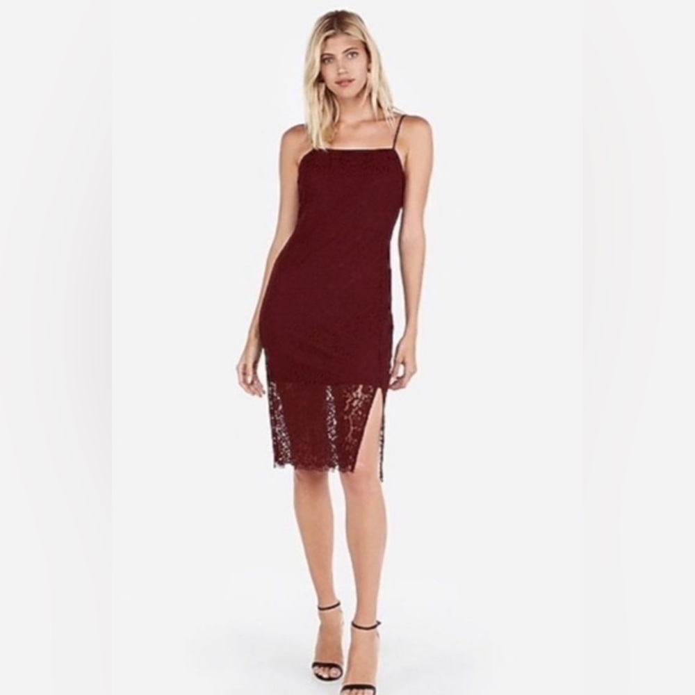 Express Burgundy Lace Midi Dress – Size Small (NWT)